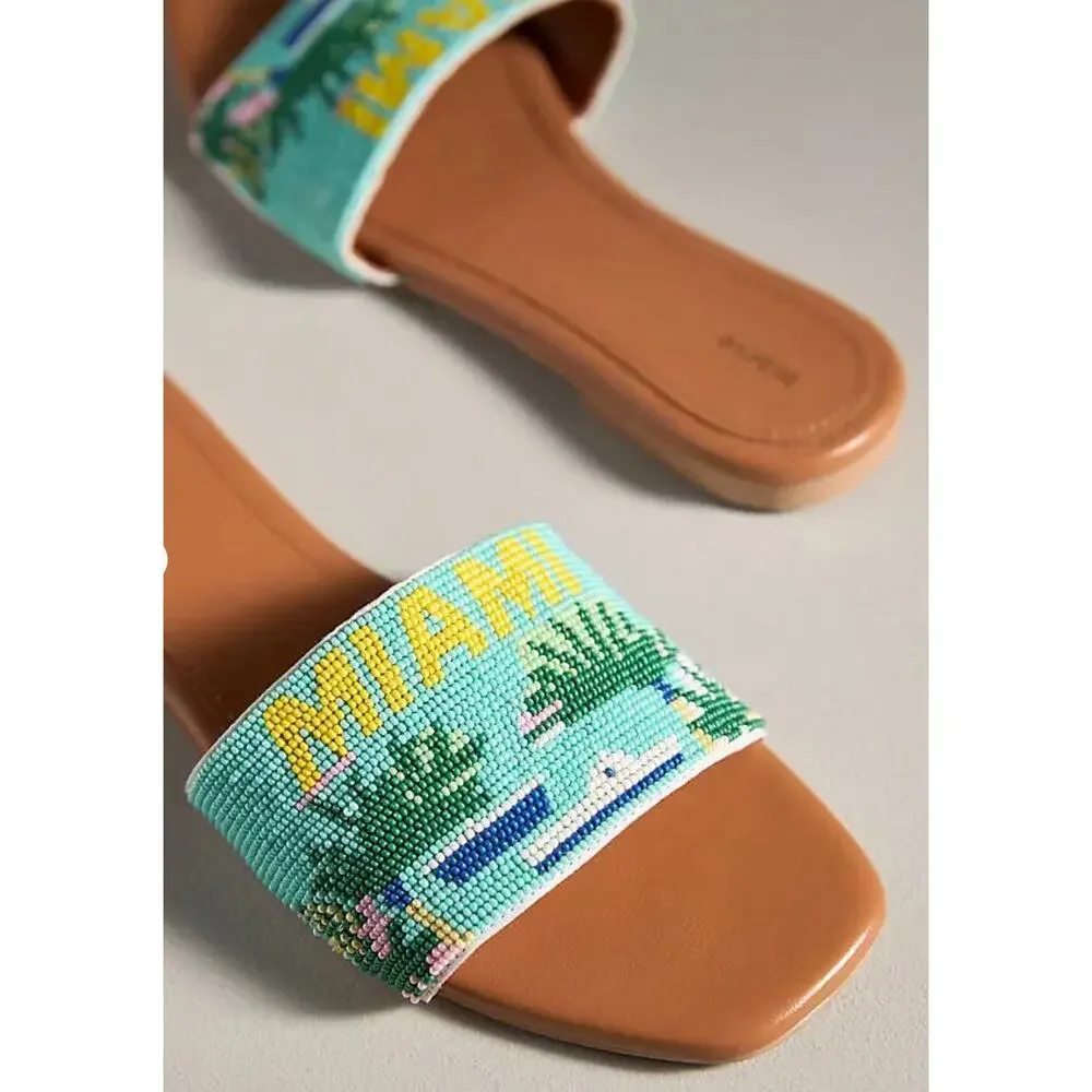 Maeve The Fiona Beaded Slide Sandals - Miami | Size 38